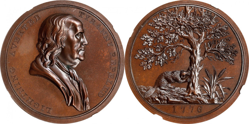 "1776" (post-1807) Franklin American Beaver Medal. By John Reich. Betts-546, Jul...