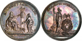 1783 Peace of Versailles "Libertas Americana" Medal. Betts-608. Silver. MS-63 (PCGS).
45.4 mm. 394.1 grains. Beautifully toned in violet and pastel b...