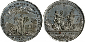 1783 Treaty of Paris Medal. Betts-610, Eimer-804, BHM-255, Van Loon-592. White Metal, with Copper Plug. MS-62 (PCGS).
43 mm. Brilliant satin to refle...