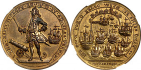 1739 Admiral Vernon Medal. Porto Bello with Vernon's Portrait and Icons. Adams-Chao PBvi 5-E, M-G 96. Rarity-5. Copper. MS-64 (NGC).
40 mm. A bright ...