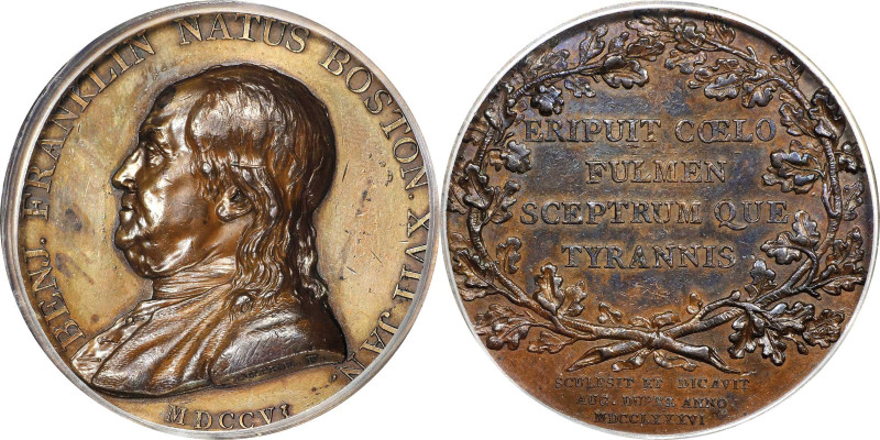 1786 Benj. Franklin Natus Boston Medal. Original Dies. By Augustin Dupre. Adams-...