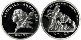"1781" (2015) Libertas Americana Medal. Modern Paris Mint Dies. Silver. Proof-70 Deep Cameo (PCGS).
99 mm. 1 kilo., .925 fine. Housed in a large size...