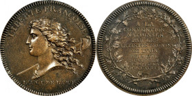France. 1792 Lyon Convention Medal. By Galle. Maz-318. Metal de Cloche. MS-64 (PCGS).
39.1 mm. Obv : A left facing head of Liberty with cap-topped po...