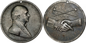 1837 Martin Van Buren Indian Peace Medal. Silver. Second Size. By Moritz Furst and John Reich. Julian IP-18, Prucha-44. Fine.
62.2 mm. 1441.7 grains....