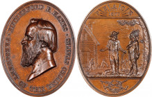 1877 Rutherford B. Hayes Indian Peace Medal. Bronze. The Only Size. By George T. Morgan. Julian IP-43. MS-62 BN (NGC).
60 mm x 76 mm, oval. Rich maho...