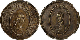 Undated (ca. 1828) C. Wolfe, Spies & Clark Token. Musante GW-118, Baker-588, Rulau-E NY 958B. Silvered Brass. MS-61 (NGC).
26 mm. The surfaces displa...