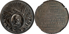 1832 Philadelphia Civic Procession Medal. Original. Musante GW-130, Baker-160. Silver. AU-58 (NGC).
32.4 mm. A handsome unpierced specimen of this hi...