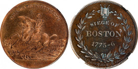 "1775-6" (ca. 1859) Siege of Boston Medal. Lovett's Series No. 2 Philada. Musante GW-254, Baker-50A. Bronze. Reeded Edge. MS-65 RB PL (NGC).
31 mm. S...