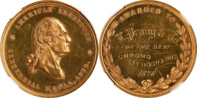 1876 American Institute Award Medal. By George Hampden Lovett. Musante GW-872, Baker-343B. Gold. Unc Details--Scratches (NGC).
32 mm. Central reverse...