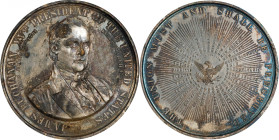1857 James Buchanan Inaugural Medal. By Anthony C. Pacquet. MacNeil p. 26, DeWitt-JB 1856-1. Silvered White Metal. MS-61 (NGC).
61 mm. This is a hand...