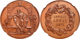 1871 United States Assay Commission Medal. By William Barber. JK AC-10. Rarity-5. Without Director's Name. Copper. MS-64 BN (NGC).
33 mm. Warm, even ...