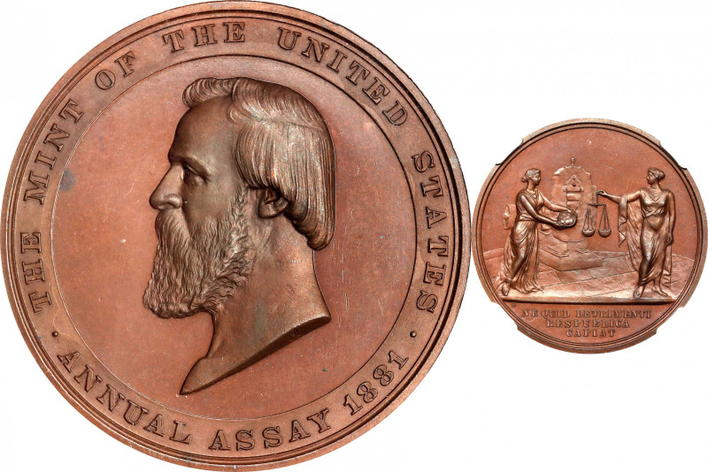 1881 United States Assay Commission Medal. By George T. Morgan and William Barbe...