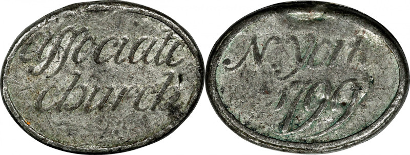 New York--New York. 1799 Associate Church Communion Token. Lead or Pewter, Cast....