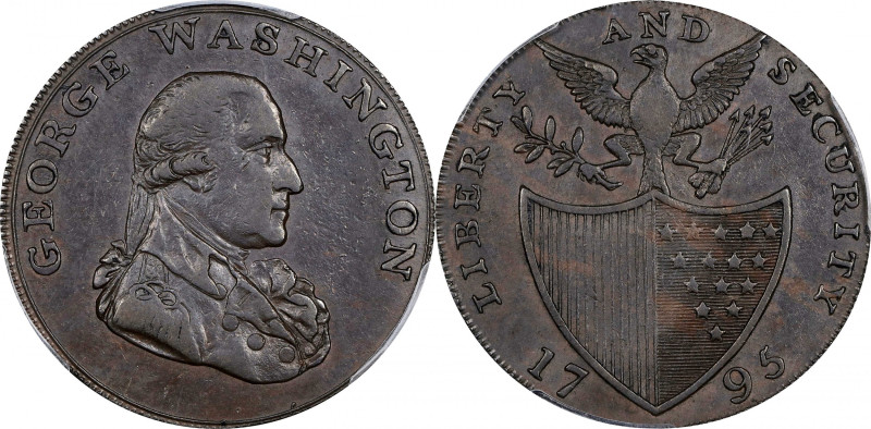 1795 Washington Liberty and Security Halfpenny. Musante GW-48, Baker-31A, W-1100...