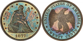 1877 Twenty-Cent Piece. Proof-66 (PCGS).
Simply outstanding quality for this low mintage, key date issue in the brief and challenging twenty-cent ser...