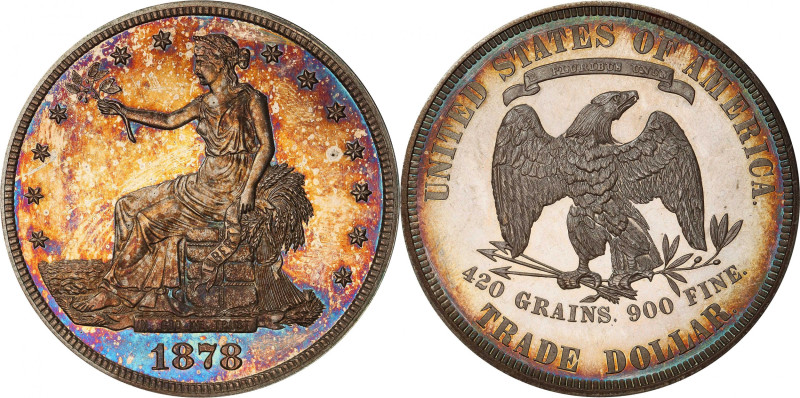 1878 Trade Dollar. Proof-65 (PCGS). CAC.
An absolutely superior example of this...