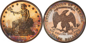 1879 Trade Dollar. Proof-64+ (PCGS). CAC.
Here is a lovely example that will nicely represent both the type and issue. It is a beautiful Choice Proof...