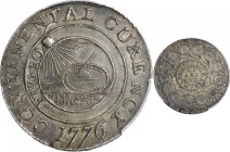 "1776" (1783) Continental Dollar. Newman 1-C, W-8445. Rarity-3. CURENCY. Pewter. AU-50 (PCGS).
This is a handsome About Uncirculated example of the f...