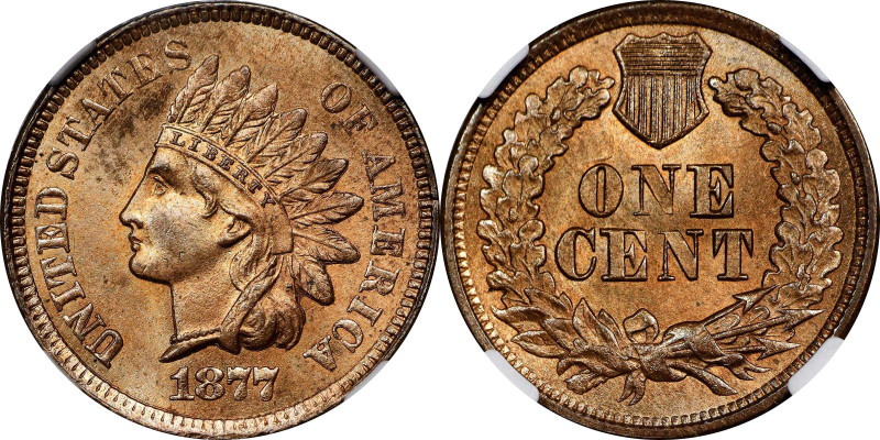 1877 Indian Cent. MS-64 RB (NGC).
Offered is a rare and highly desirable Choice...