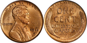1914-D Lincoln Cent. MS-64 RD (PCGS). CAC. OGH.
Here is a significant offering for advanced Lincoln cent enthusiasts, a remarkable full Red Choice ex...