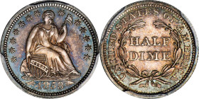 1853 Liberty Seated Half Dime. Arrows. Proof-64 (PCGS). CAC.
This is a beautiful and incredibly significant half dime, representing only the second a...