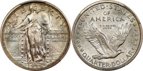 1916 Standing Liberty Quarter. MS-64 FH (PCGS).
A beautiful near-Gem that exhibits delicate iridescent toning to full, billowy satin luster. The obve...