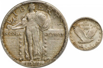 1918/7-S Standing Liberty Quarter. FS-101. AU-50 (PCGS).
Here is a desirable About Uncirculated example of this elusive overdate quarter. Attractive ...