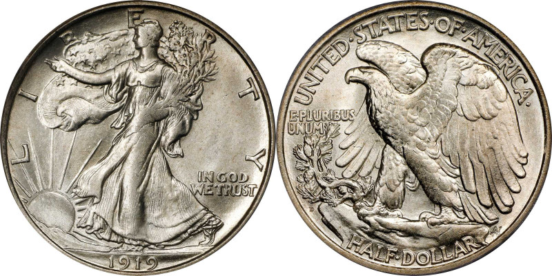 1919-D Walking Liberty Half Dollar. MS-64 (PCGS). CAC.
Here is a highly desirab...