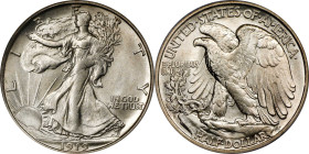 1919-D Walking Liberty Half Dollar. MS-64 (PCGS). CAC.
Here is a highly desirable Choice Mint State example of this key date half dollar issue. Both ...