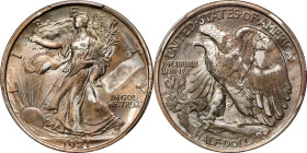 1921 Walking Liberty Half Dollar. MS-64 (PCGS).
A confidently struck near-Gem whose visual display is further enhanced by a dazzling array of mottled...
