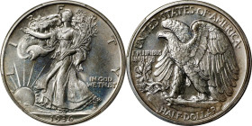 1936 Walking Liberty Half Dollar. Proof-67 (PCGS). CAC.
Charming brilliant-finish surfaces are lightly toned in an overlay of iridescent gold. Fully ...
