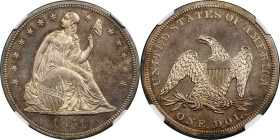 1851 Liberty Seated Silver Dollar. Restrike. OC-P3. Rarity-6-. Centered Date. Proof-61 Cameo (NGC).
With superior quality and eye appeal for the assi...