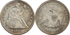 1871-CC Liberty Seated Silver Dollar. OC-1, the only known dies. Top 30 Variety. Rarity-4+. Misplaced Date. EF Details--Cleaned (PCGS).
If the exampl...