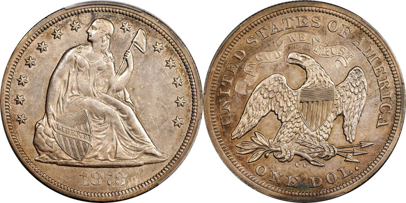 1873-CC Liberty Seated Silver Dollar. OC-1, the only known dies. Rarity-4+. AU D...