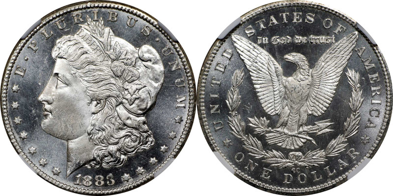 1883-CC Morgan Silver Dollar. MS-67 PL (NGC).
This breathtakingly beautiful exa...