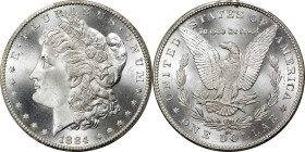1884-CC Morgan Silver Dollar. MS-67+ (PCGS).
A fully struck and intensely lustrous example that offers lovely eye appeal. The surfaces are brilliant ...