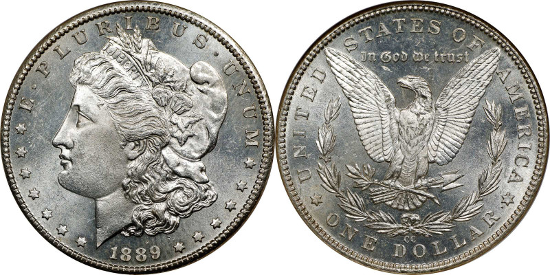 1889-CC Morgan Silver Dollar. MS-63 (NGC).
As it is a key date issue and a note...