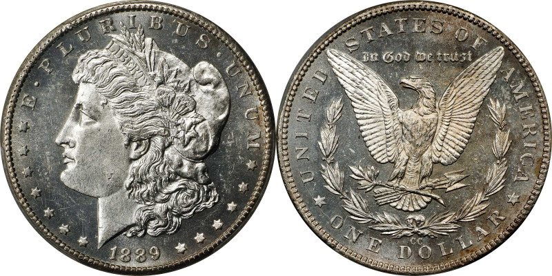 1889-CC Morgan Silver Dollar. MS-61 PL (PCGS).
An intensely brilliant and aesth...