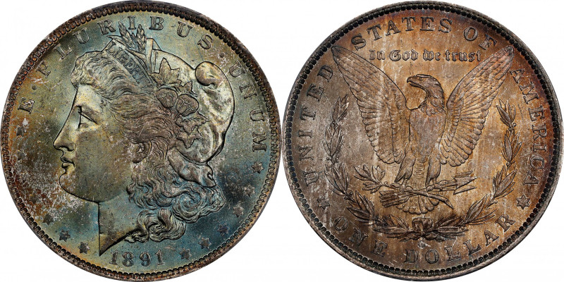 1891-O Morgan Silver Dollar. MS-66 (PCGS).
A strike and condition par excellenc...