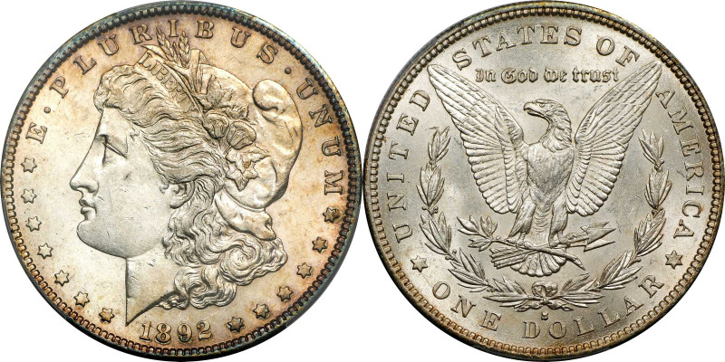 1892-S Morgan Silver Dollar. AU-58 (PCGS).
Virtually complete satin luster and ...