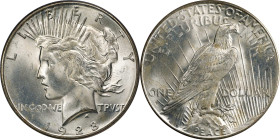 1928-S Peace Silver Dollar. MS-65 (PCGS).
A faint gold and silver iridescence accents the complexion of this otherwise brilliant Gem. Comprehensive a...