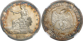 1873 Trade Dollar. Proof-65 Cameo (NGC).
A standout example of this first year Proof Trade dollar issue. The surfaces are beautifully toned with rich...
