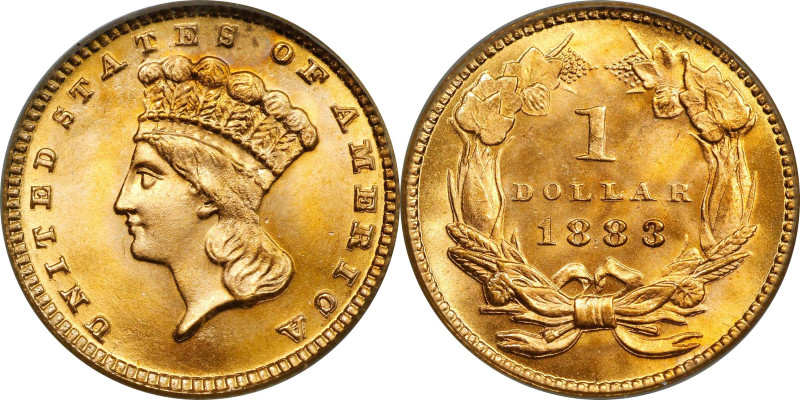 1883 Gold Dollar. MS-68 (PCGS).
Razor sharp in strike with full mint luster, th...