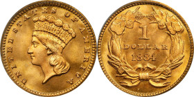 1884 Gold Dollar. MS-68 (PCGS). CAC.
Our finest offering for the issue in more than a decade, this virtually pristine Ultra Gem really needs to be se...