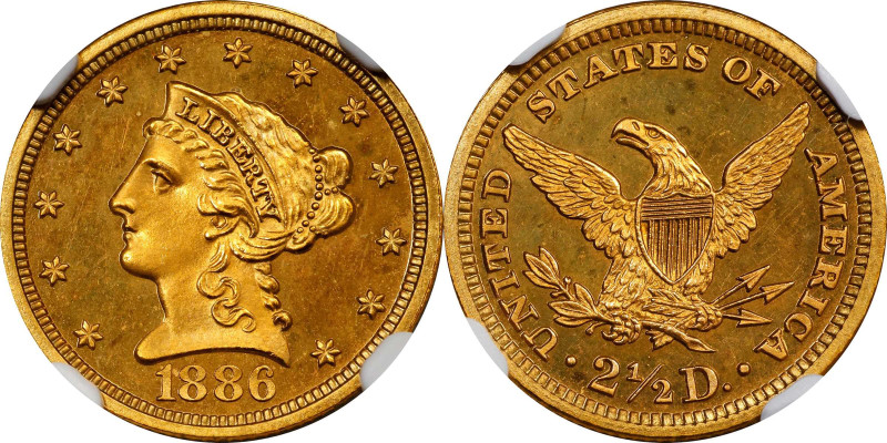 1886 Liberty Head Quarter Eagle. JD-1. Rarity-5. Proof-67 Cameo (NGC)
This is a...