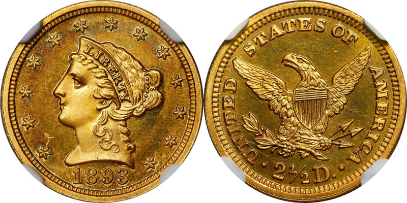 1893 Liberty Head Quarter Eagle. JD-1, the only known dies. Rarity-5. Proof-67 U...