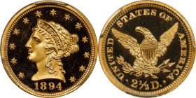 1894 Liberty Head Quarter Eagle. JD-1, the only known dies. Rarity-5-. Proof-66 Deep Cameo (PCGS). CAC.
A simply exquisite Proof striking of the Libe...
