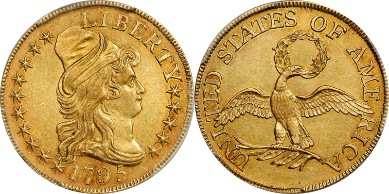 1795 Capped Bust Right Half Eagle. Small Eagle. BD-1. Rarity-5. AU-58 (PCGS).
A...