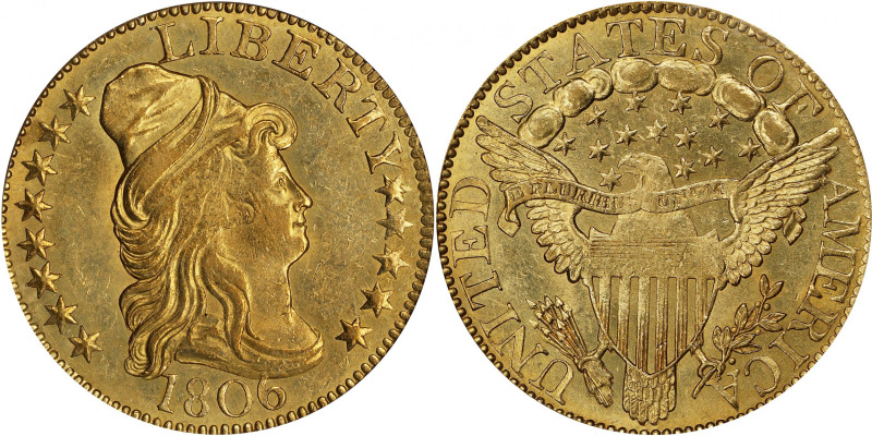 1806 Capped Bust Right Half Eagle. BD-4. Rarity-5+. Pointed-Top 6, Stars 8x5. AU...