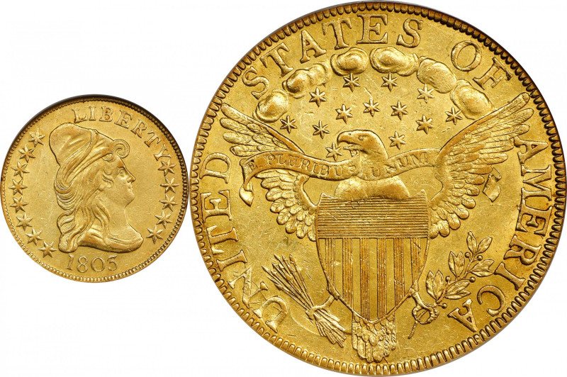 1803 Capped Bust Right Eagle. BD-4, Taraszka-29. Rarity-6. Small Reverse Stars. ...
